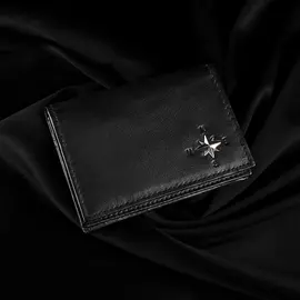 Кредитница кожаная со вставкой из стали HPL002