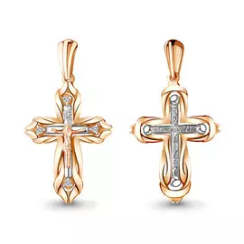 Подвеска из красного и белого золота с фианитами 22239А