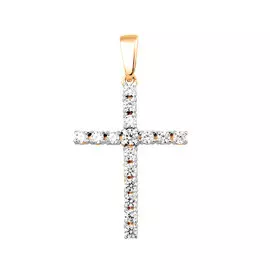Крест декоративный из красного золота с фианитами 31-0153-11-01