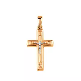 Крест нательный из красного и белого золота 35-0275-17-00