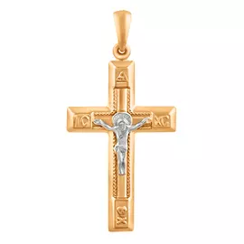 Крест нательный из красного и белого золота 35-0285-17-00
