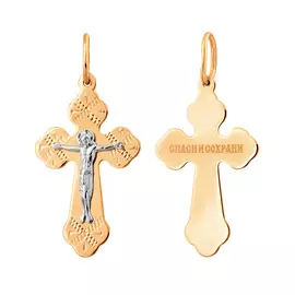 Крест нательный из красного и белого золота 35-0567-17-00