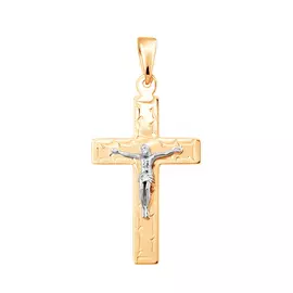Крест нательный из красного и белого золота 35-0572-17-00