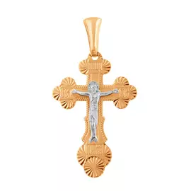 Крест нательный из красного и белого золота с родированием 35-0699-17-00