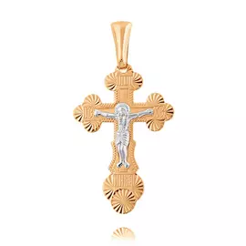 Крест нательный из красного и белого золота с родированием 35-0699-17-61
