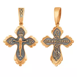 Крест нательный из красного золота с чернением 30-1921-34-00