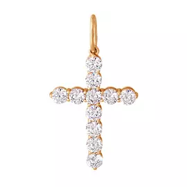 Крест нательный из красного золота с фианитами 31-0496-11-01