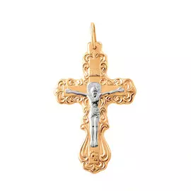 Крест нательный из красного золота с родированием 35-0574-10-00