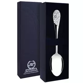 Ложка чайная "Роза" из серебра с эмалью без футляра 715ЛЖ03007