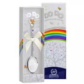 Ложка детская DODO "Котенок" ч/п с рыж эм+футляр из серебра 952ЛЖ05808_рыжий