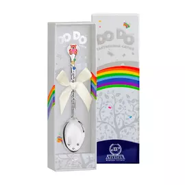 Ложка детская DODO "Медвежонок" из серебра с эмалью с футляром 368ЛЖ05808_малиновый