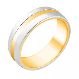 Обручальное кольцо из белого и желтого золота с алмазной огранкой с посадкой comfort 14-2037-19-00