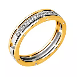 Обручальное кольцо из белого и желтого золота с бриллиантами 14-9026-19-02