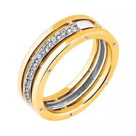 Обручальное кольцо из белого и желтого золота с бриллиантами 14-9029-19-02