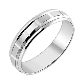 Обручальное кольцо из белого золота с алмазной огранкой 14-2090-12-00