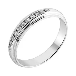 Обручальное кольцо из белого золота с бриллиантами 1-1124-W-D