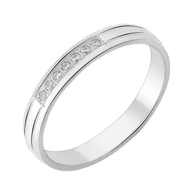 Обручальное кольцо из белого золота с бриллиантами с родированием 14-5225-12-02