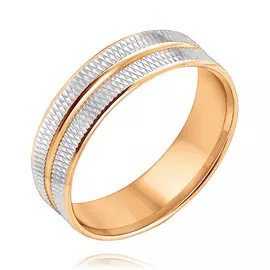 Обручальное кольцо из красного и белого золота с алмазной огранкой с посадкой comfort 14-2019-10-00