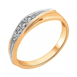 Обручальное кольцо из красного и белого золота с бриллиантами 1019-100