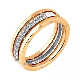 Обручальное кольцо из красного и белого золота с бриллиантами 14-9029-17-02