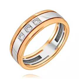 Обручальное кольцо из красного и белого золота с бриллиантами 14-9310-17-02