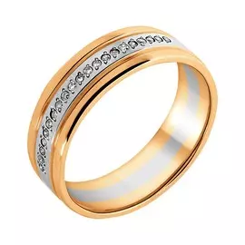 Обручальное кольцо из красного и белого золота с бриллиантами 1-1701-C-D