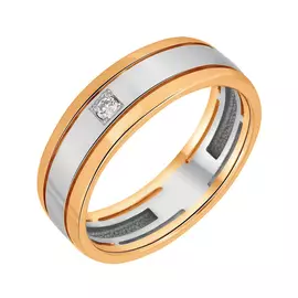 Обручальное кольцо из красного и белого золота с бриллиантом 14-9311-17-02