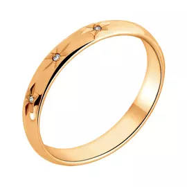 Обручальное кольцо из красного золота с бриллиантами 1302-100