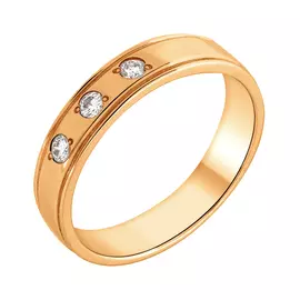 Обручальное кольцо из красного золота с бриллиантами 1674-4