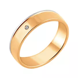 Обручальное кольцо из красного золота с бриллиантом 14-5257-10-02