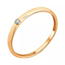 Обручальное кольцо из красного золота с бриллиантом 1774-100