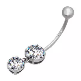 Пирсинг из серебра с фианитами с родированием 94060044