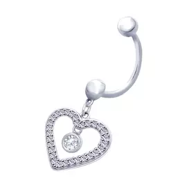 Пирсинг из серебра с фианитами с родированием 94060088