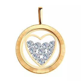 Подвеска из красного золота с стеклом и фианитом 035189