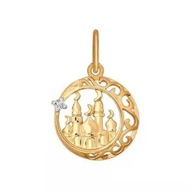 Подвеска из красного золота с фианитом 034442