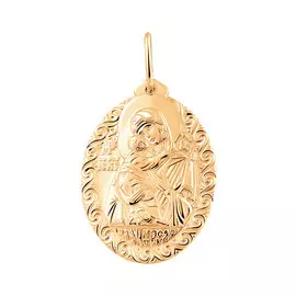 Подвеска Владимирская икона Божией Матери из красного золота 35-0480-11-00