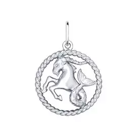 Подвеска "Козерог" из серебра с родированием 94031862
