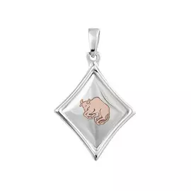 Подвеска "Телец" из серебра с родированием 35-0471-23-62