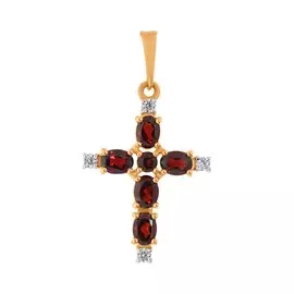 Подвеска из красного золота с гранатами и фианитами 731918