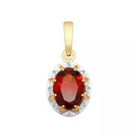 Подвеска из красного золота с гранатом и фианитами 731700
