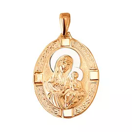 Подвеска Икона Божией Матери "Неувядаемый цвет" из красного золота 35-0467-10-00