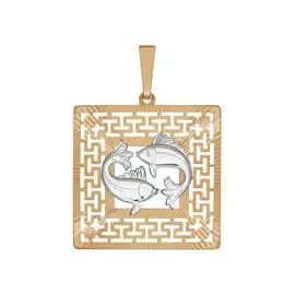 Подвеска "Рыбы" из красного и белого золота 032301