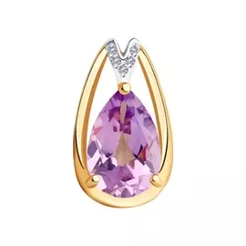 Подвеска из красного золота с аметистом и фианитами 732031