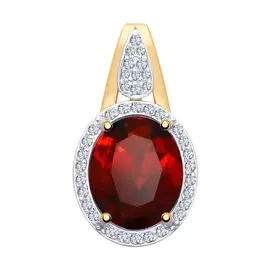 Подвеска из красного золота с гранатом и фианитами 731800