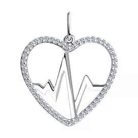 Подвеска из серебра с фианитами с родированием 94032492