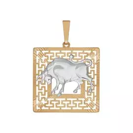 Подвеска "Телец" из красного и белого золота 032291