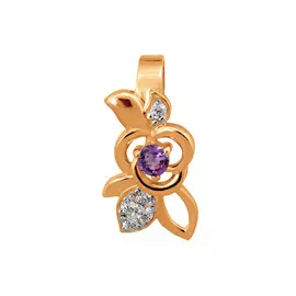 Подвеска из красного золота с аметистом и фианитами 31-1281-11-07