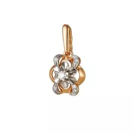 Подвеска из красного и белого золота с бриллиантом 3-404