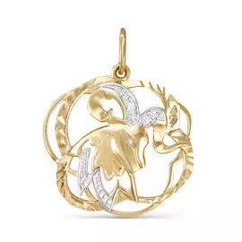 Подвеска "Козерог" из красного золота с фианитами 030425