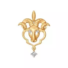 Подвеска "Овен" из красного золота с фианитами 034806